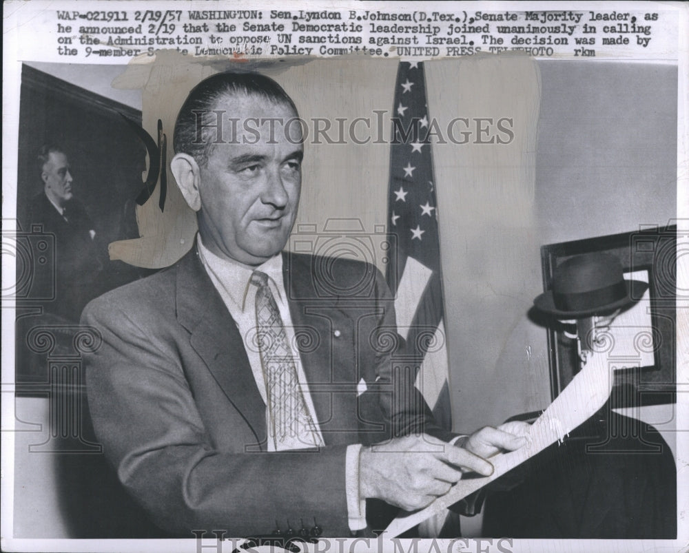 1957 Press Photo Senator Lyndon B. Johnson - RSH10479 - Historic Images