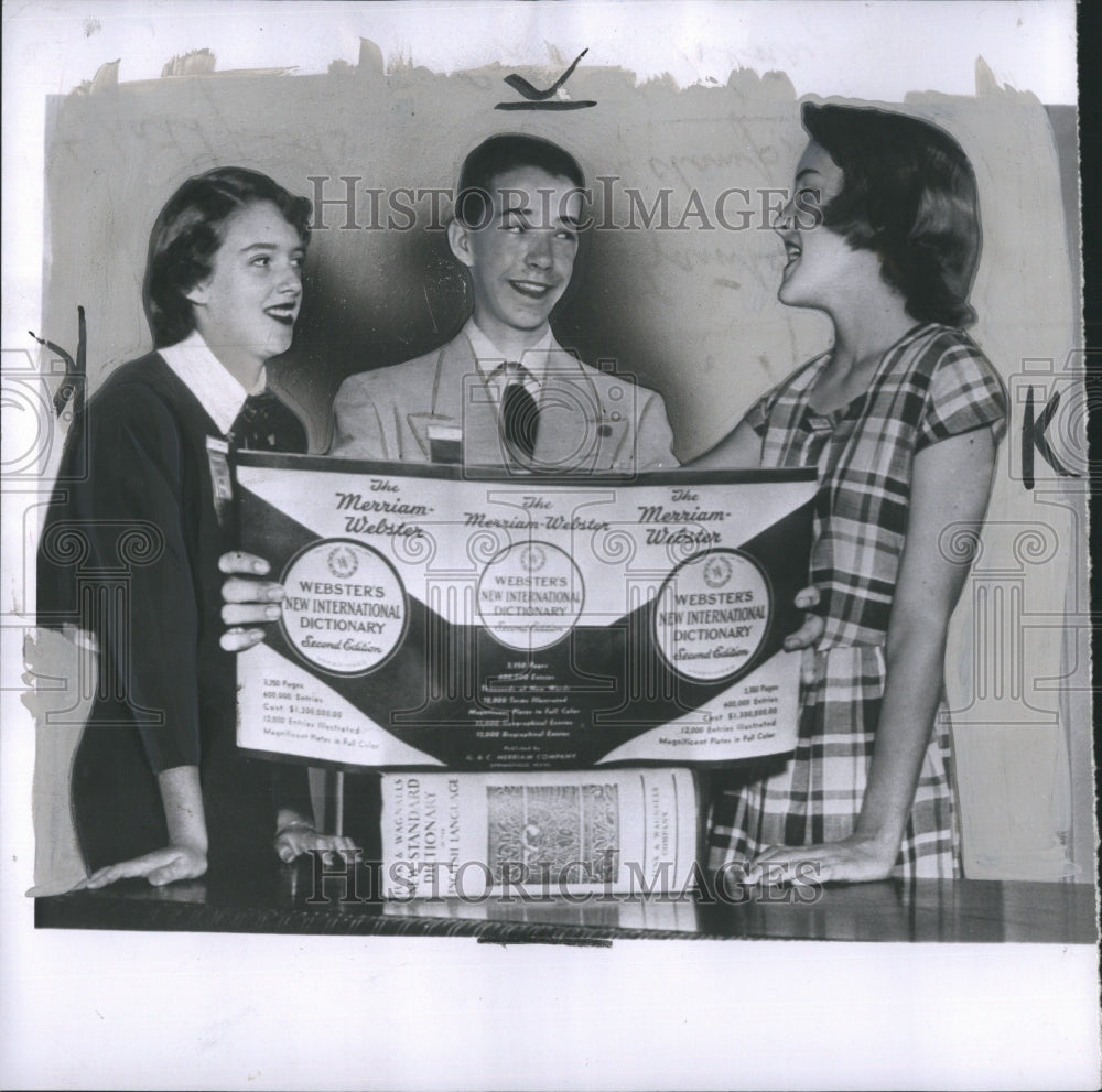 1950 Press Photo Spelling Champion Kenneth Lambe Patricia Henry Martha Kennedy - Historic Images