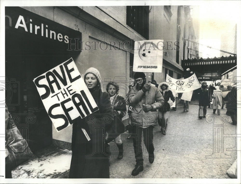 1978 Press Photo Protestors March Against Hunting And Killing Of Baby Harp Seals - Historic Images