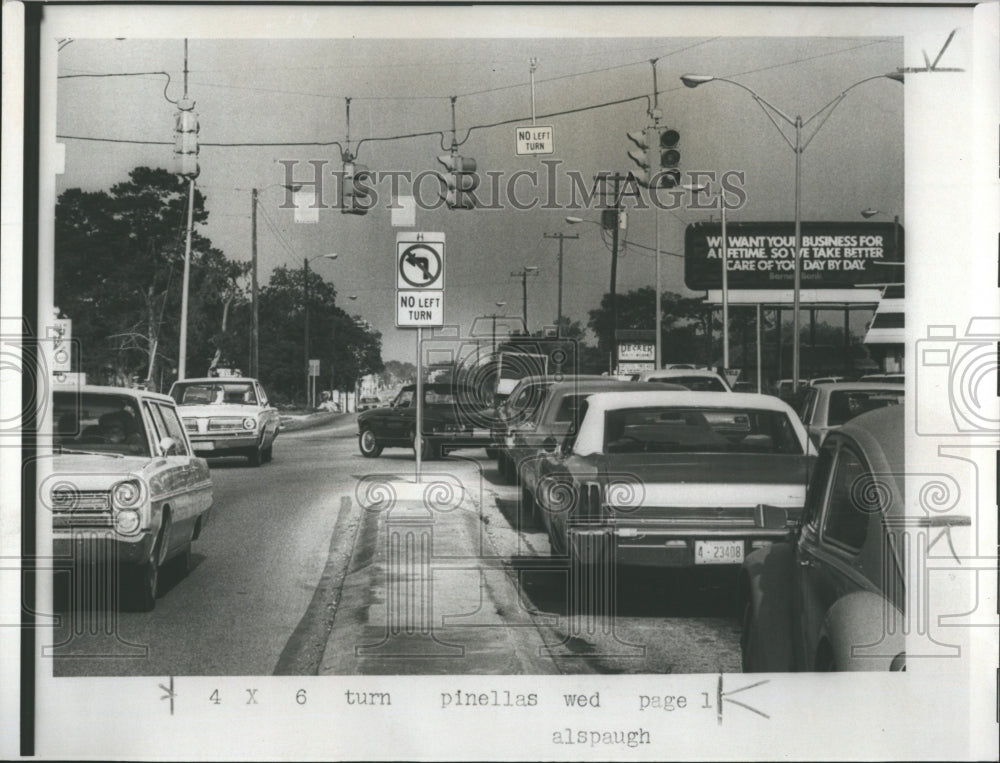 1973 Press Photo Intersection of Gulf to Bay Boulevard at Clearwater Florida. - Historic Images
