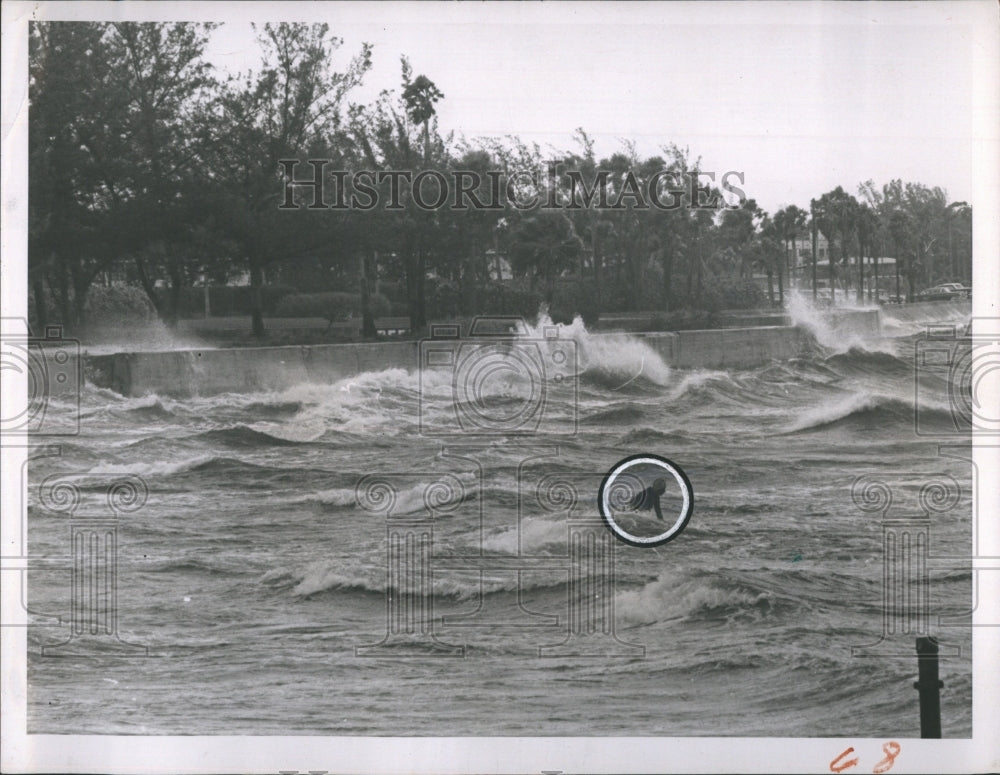 Press Photo Waves pound Seawall in Tampa Bay. - RSH11299 - Historic Images