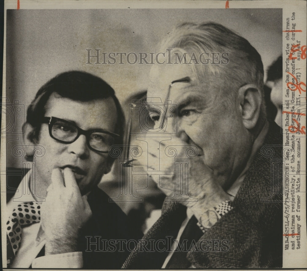 1973 Press Photo Howard Baker & Sam Ervin in Washington - Historic Images