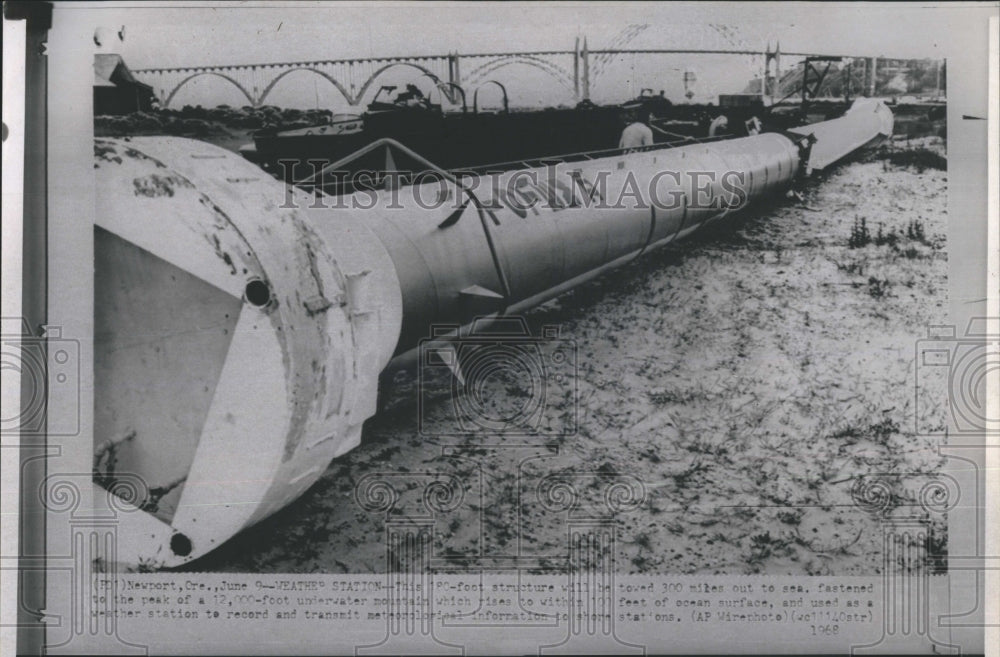 1968 Press Photo Weather station to be towed out to sea - Historic Images