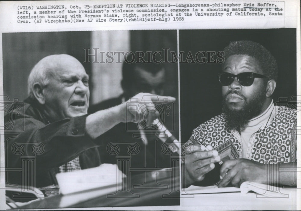 1968 Press Photo Eric Hoffer (left) and Herman Blake(right) shows in the pictur - Historic Images