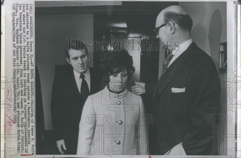 1971 children of James Hoffer escorted by Hoffa attorney in Washington.-Historic Images