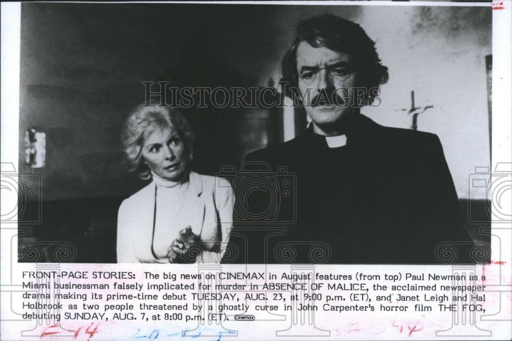 1983 Press Photo Janet Leigh and Hal Holbrook in &quot; The Fog&quot; - Historic Images