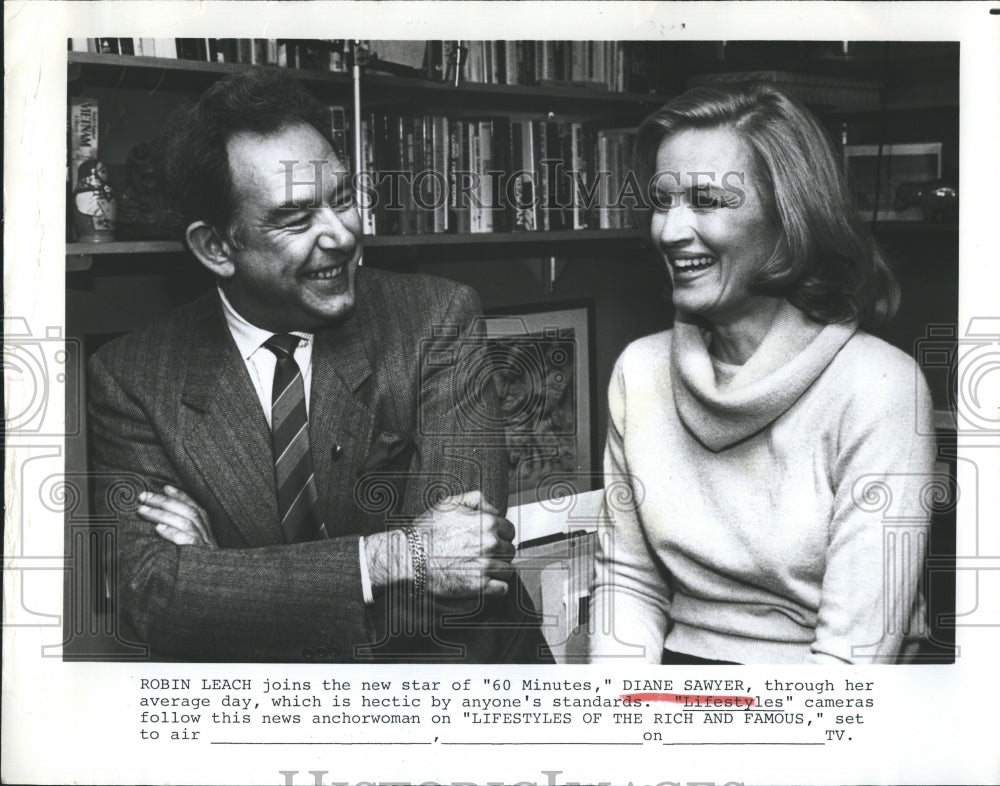Press Photo Robin Leach and Diane Sawyer in "Lifestyles of the Rich and Famous" - Historic Images