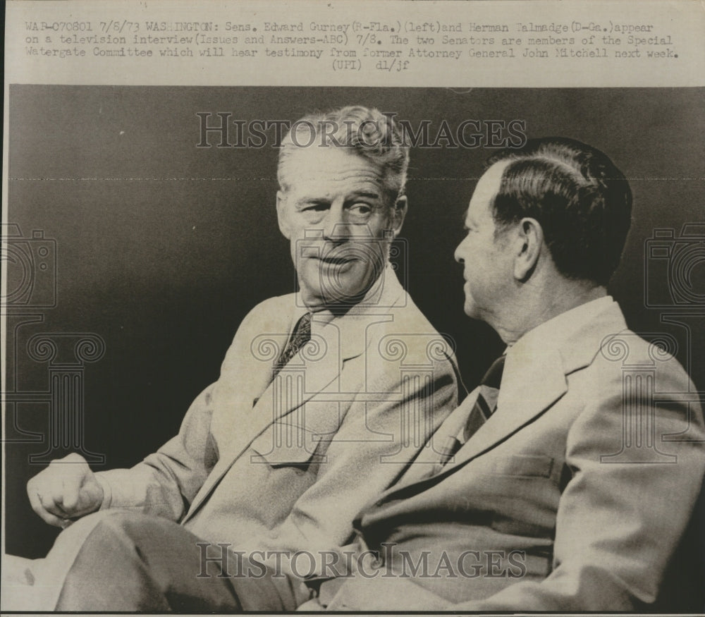 1974 Press Photo Senator Gurney Talmadge Watergate Committee - RSH12551 - Historic Images