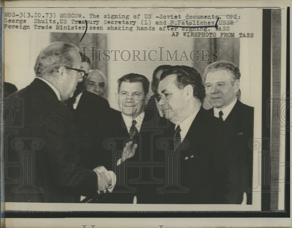 Press Photo George Shultz US Treasury Secretary Nikoli Patolichev - Historic Images