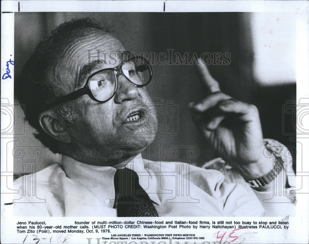 1987 Press Photo Jeno Paulucci Founder Of Multi-Million-Dollar Chines Italian - Historic Images