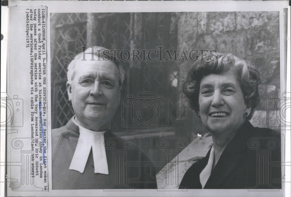 1971 Press Photo Mrs. Kay Baxter First Woman Conduct Good Friday Westminster - Historic Images