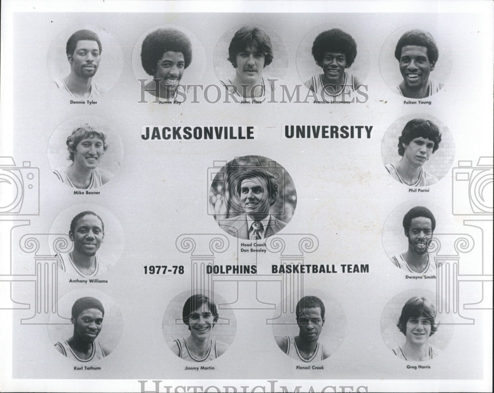 1978 Press Photo Jacksonville Dolphins Basketball team - Historic Images