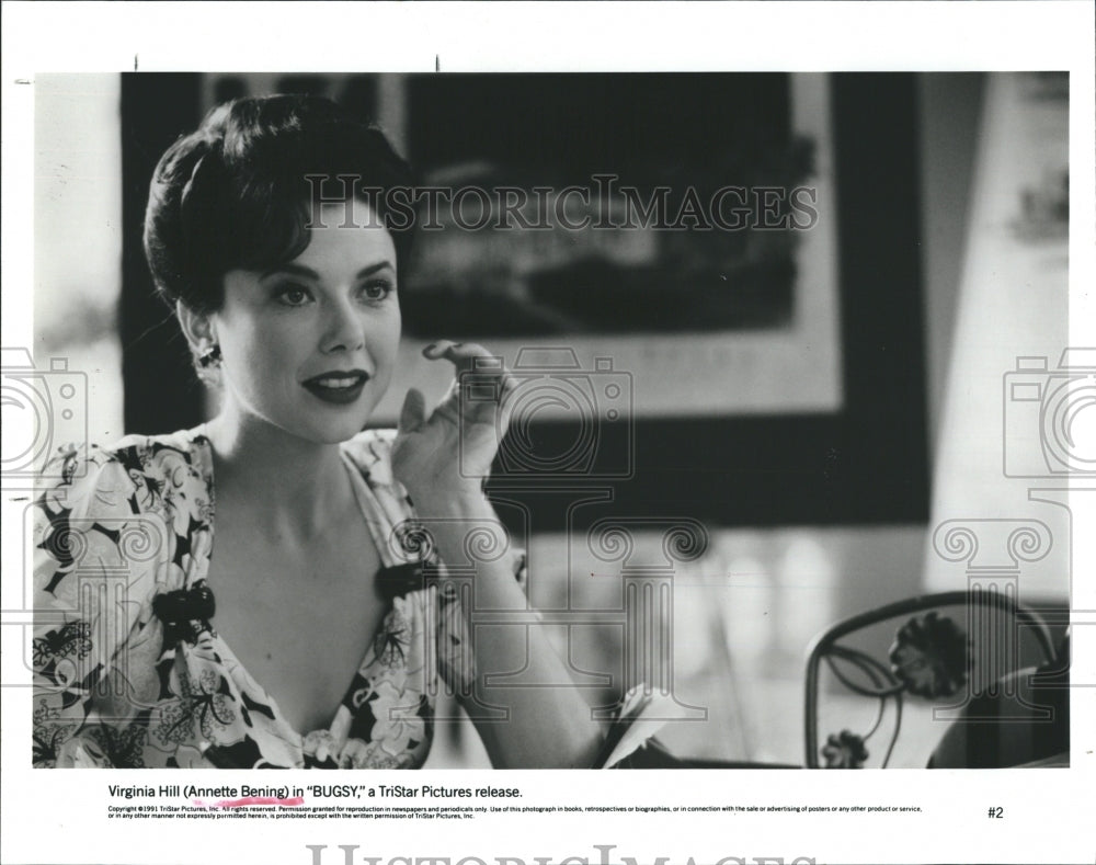 1991 Press Photo Annette Bening Stars In "Bugsy" - Historic Images