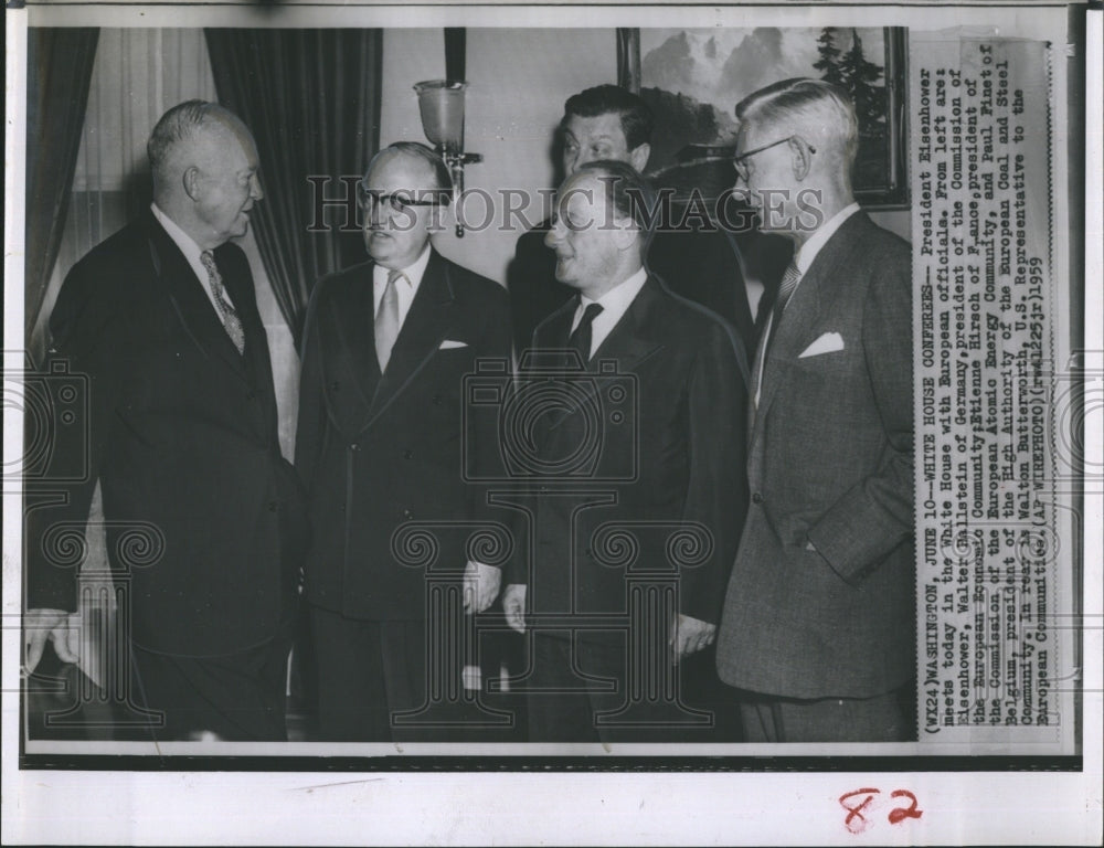 1959 Press Photo Pres. Eisenhower Meets with European Union Leaders - RSH13069 - Historic Images