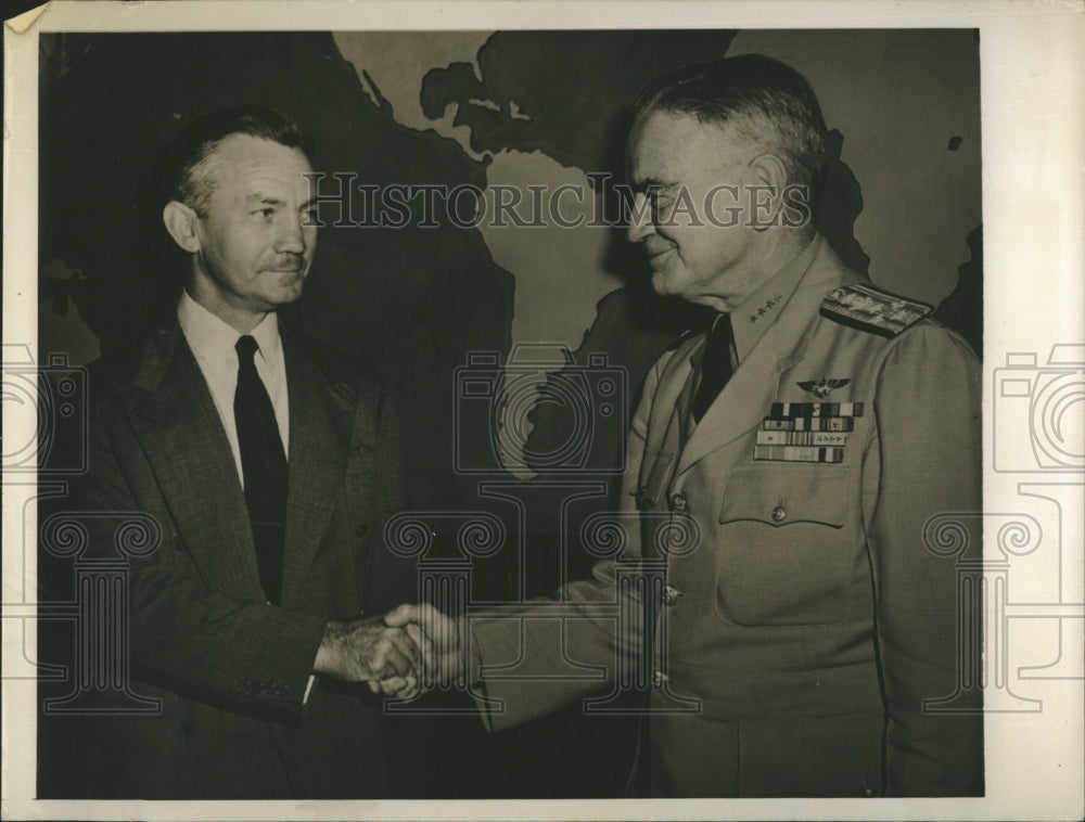 1944 Press Photo Navy Admiral Halsey Refuses to Predict War&#39;s End - RSH13079 - Historic Images