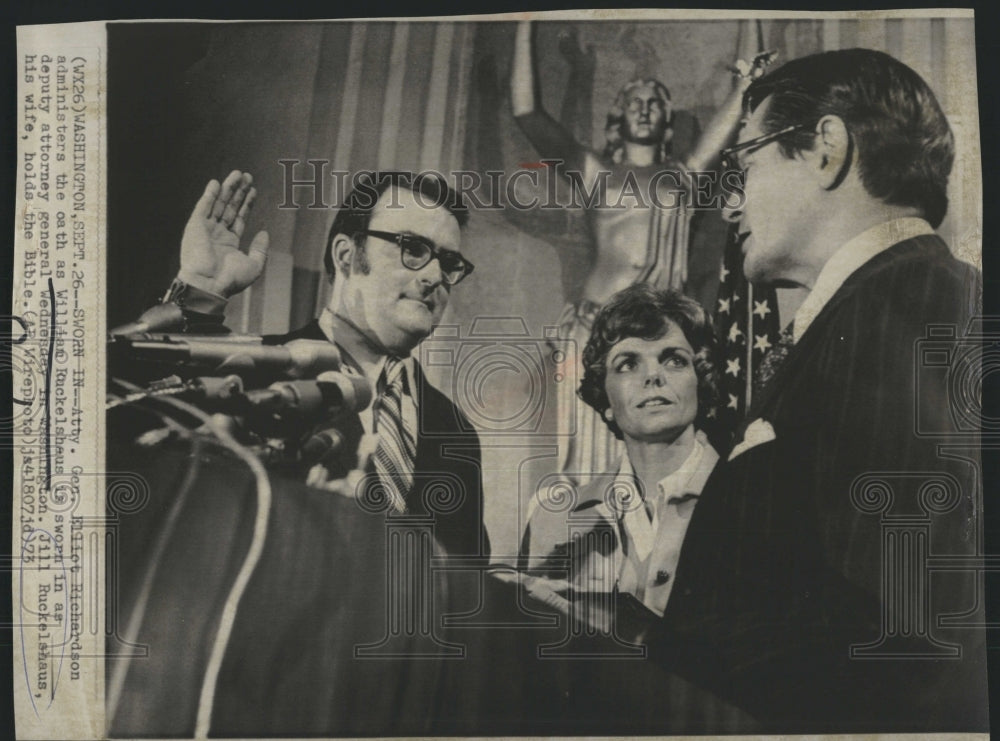 1973 Press Photo Ruckelshaus Sworn In Deputy Attorney General - RSH13111 - Historic Images