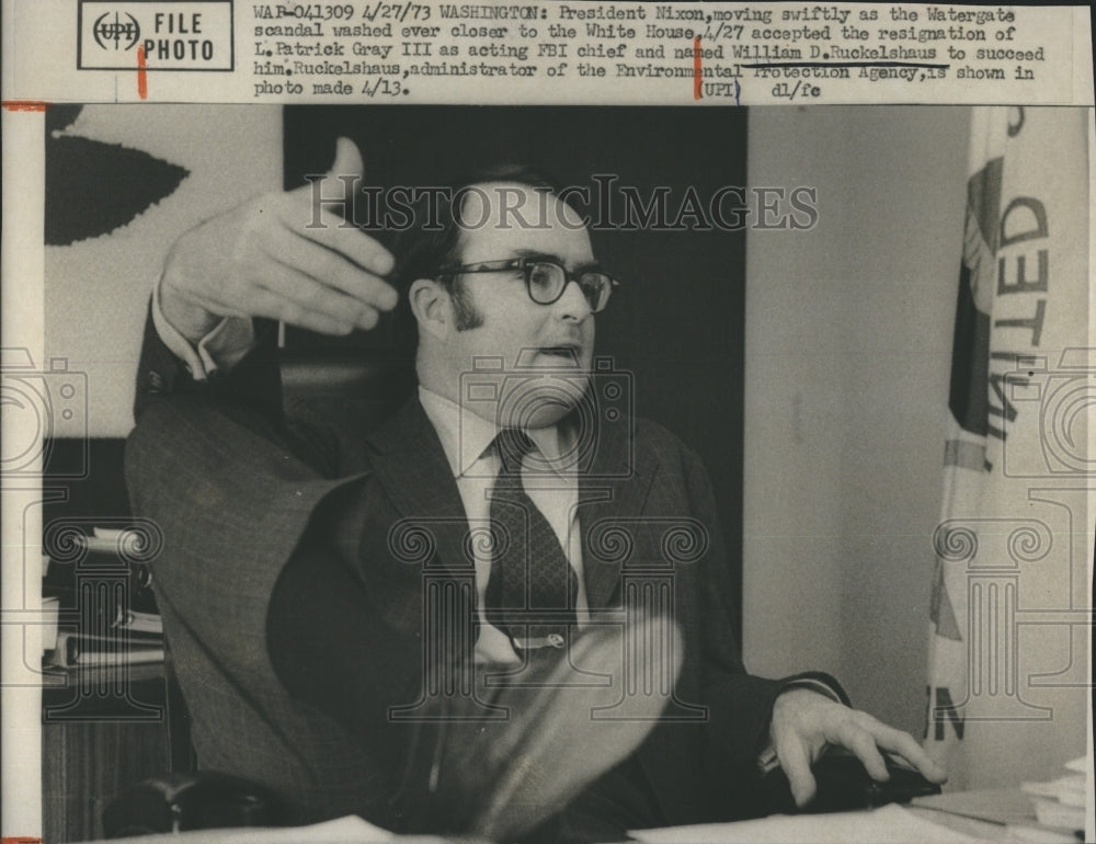 1973 Press Photo Nixon Names EPA Ruckelshaus to FBI Chief - Historic Images