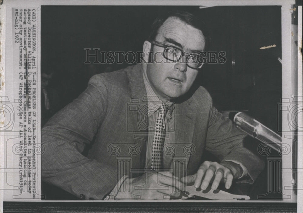 1972 Press Photo EPA Ruckelshaus Lead in Gasoline at Senate Subcommittee - Historic Images