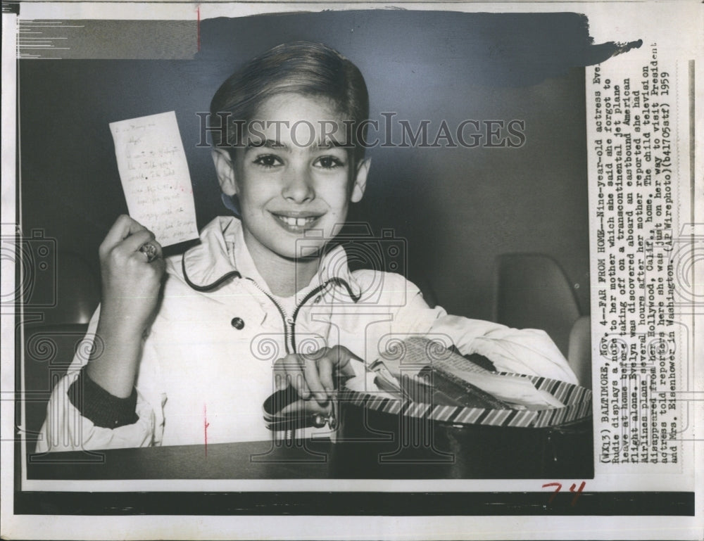 1959 Press Photo Kid Actress Rudie Escapade - RSH13141 - Historic Images