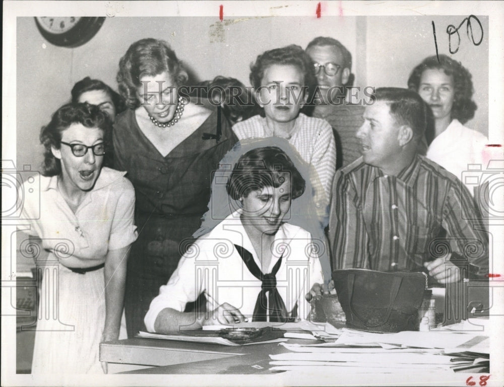 1958 Press Photo Jean Watkins, Marianne Kelsey,Gloria Biggs, Anne Rowe, Jim - Historic Images