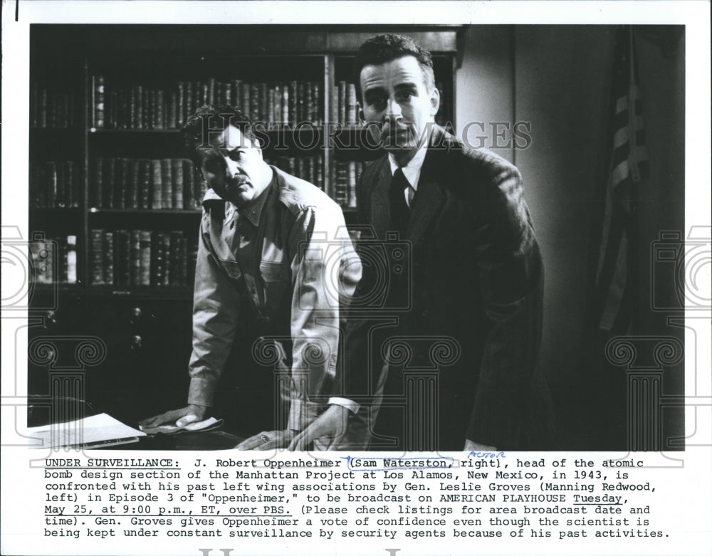 Press Photo Sam Waterston Stars as J. Robert Oppenheimer in PBS&#39; &quot;Oppenheimer&quot; - Historic Images