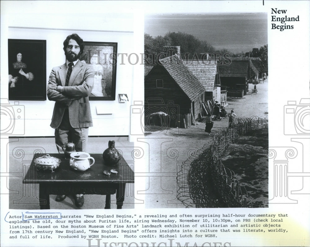 1982 Press Photo Sam Waterston Narrates "New England Begins" on PBS - Historic Images