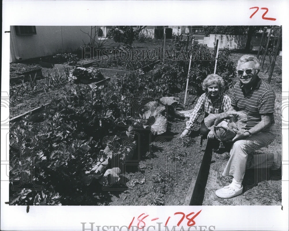 1963 Press Photo Dwyn and Jane Weaver stand next to their vegetable garden. - Historic Images