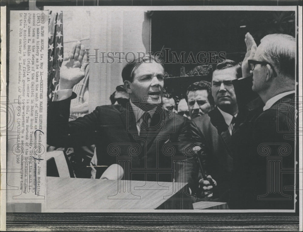 1968 Press Photo Louisiana Gov. John McKeithen takes oath a second time. - Historic Images