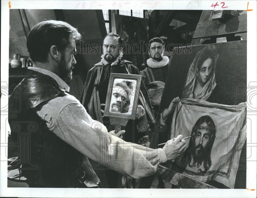 1971 Press Photo Actor Mel Ferrer El Greco ABC Painting - Historic Images