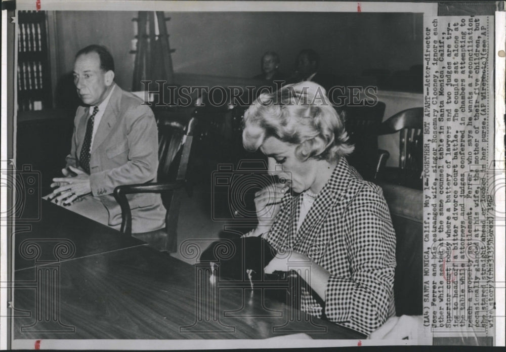 1962 Press Photo Jose Ferrer Rosemary Clooney Santa Monica Divorce - Historic Images