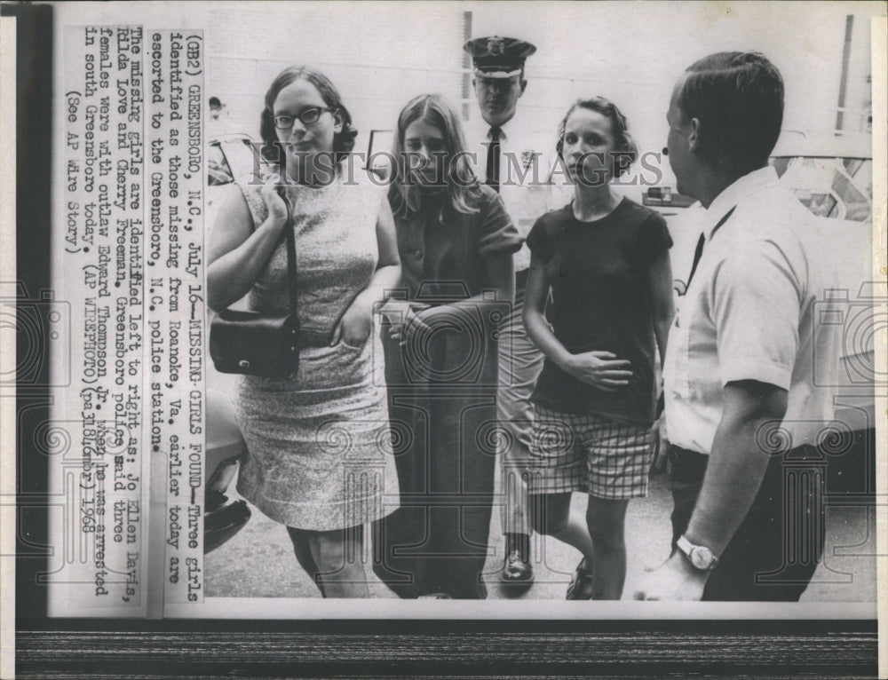 1968 Press Photo Missing Girls Jo Ellen Davis Rilda Love Cherry Freeman - Historic Images