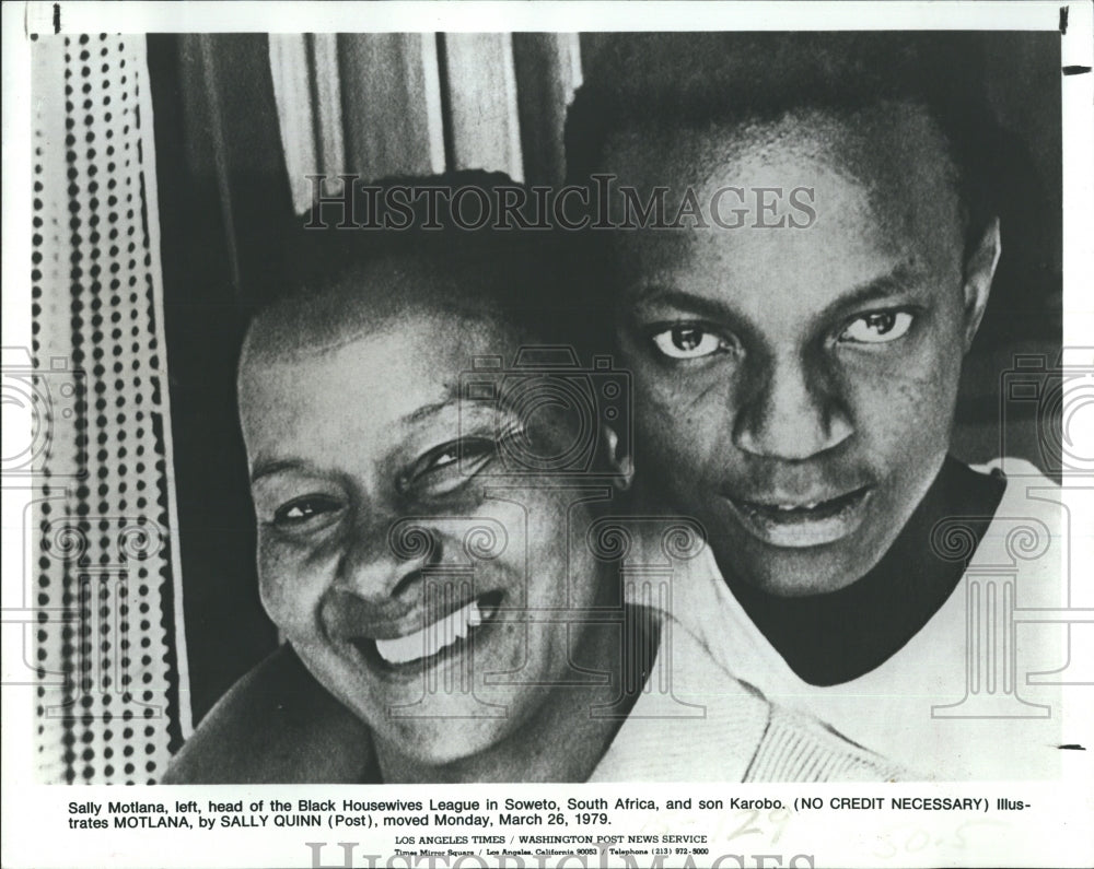 1979 Press Photo Sally Motlana Head Black Housewives League Soweto South Africa - Historic Images