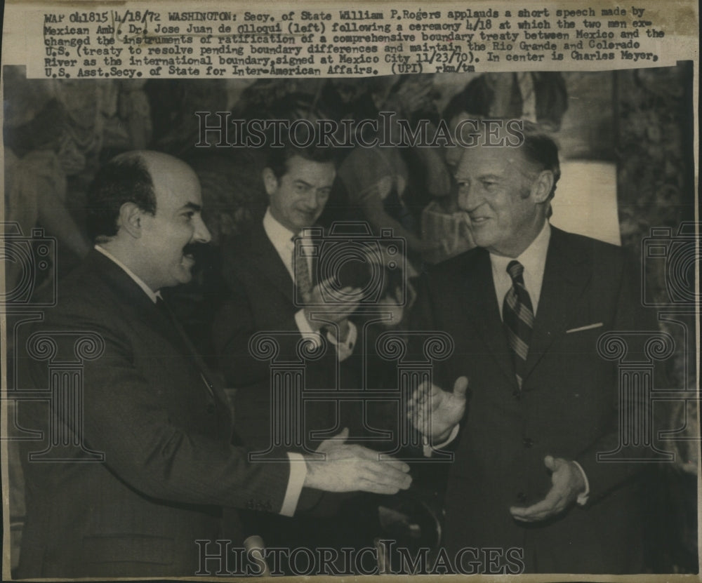 1972 Press Photo Secretary OF State William P. Rogers Mexican Ambassador Dr. - Historic Images