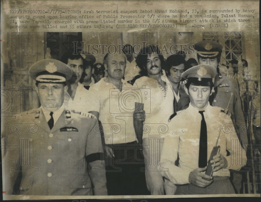 1973 Security Guards Surround Arab Terrorist Zehod Ahmed Mohamed-Historic Images