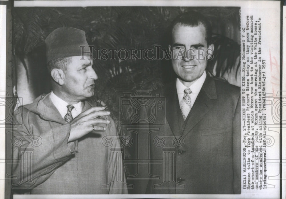 1957 Press Photo King Mohammed V Of Morocco President Richard Nixon - Historic Images