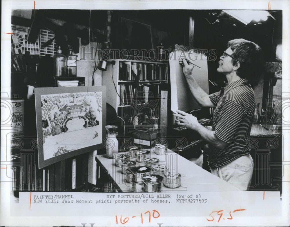 1976 Press Photo Jack Moment paints in his studio - Historic Images