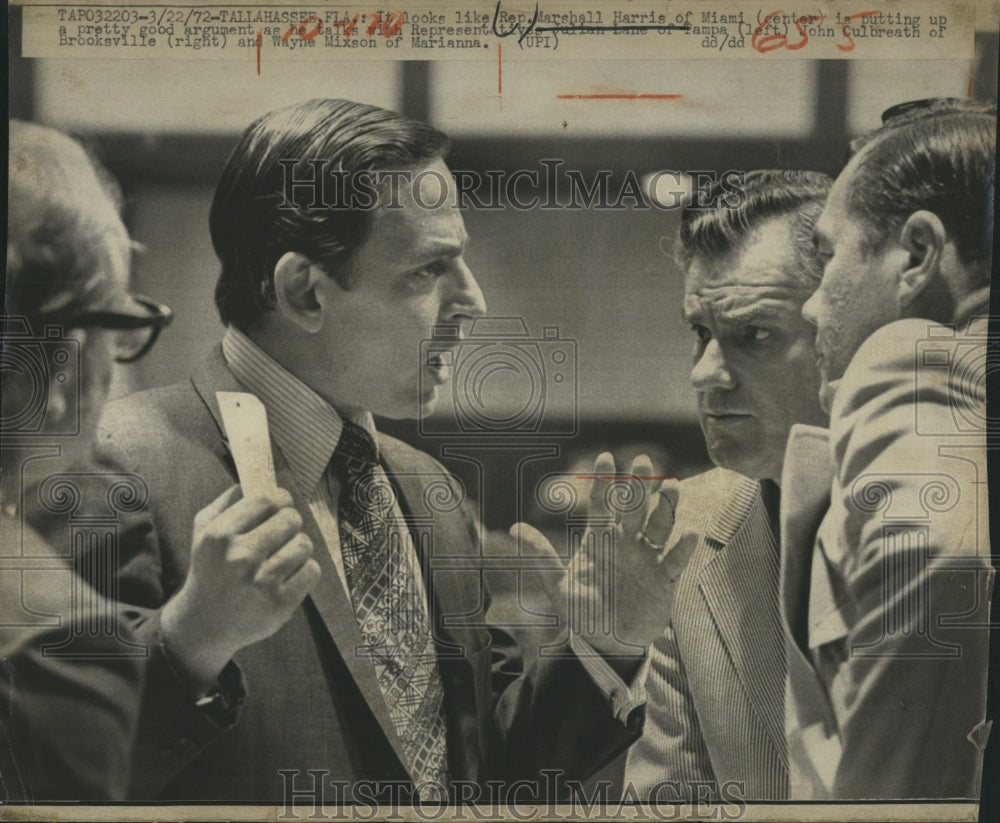 1972 Press Photo  Reps. Marshall Harris argues with John Culbreath. Wayne Mixson - Historic Images