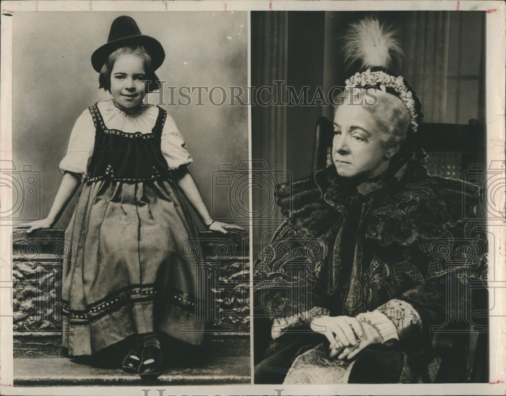 1955 Press Photo Helen Hayes in 1908 and Helen Hayes in 1935 - RSH14169 - Historic Images