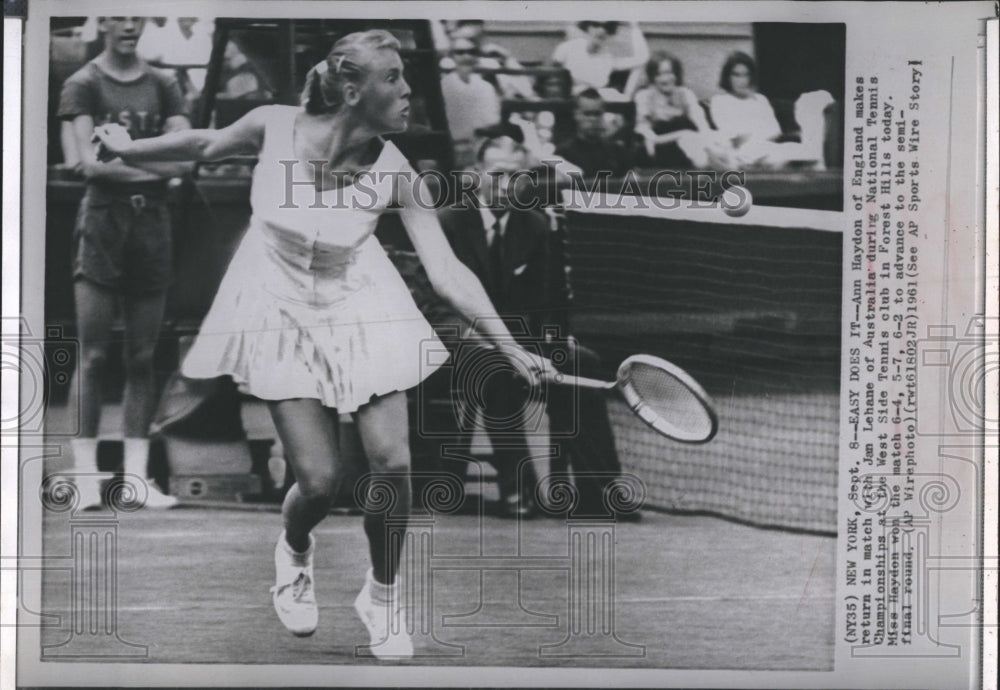 1961 Press Photo Ann Haydon of England in the Natl. Tennis Championships - Historic Images