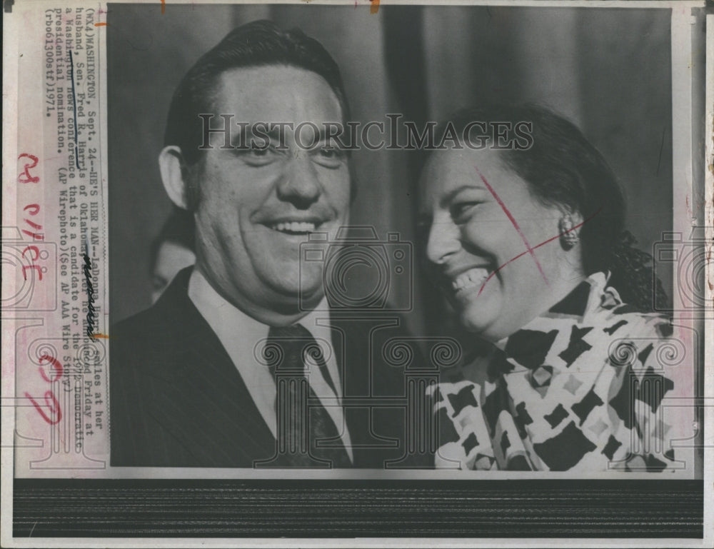 1971 Press Photo Ladonna Harris &amp; Husband Senator  Fred Harris - Historic Images