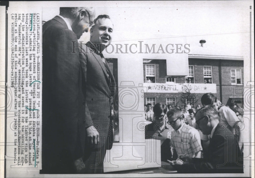 1969 Press Photo Dr Edwin D. H Harrison Retiring Pres. of Georgia Tech, - Historic Images