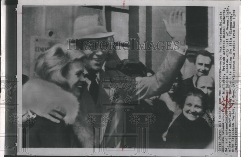 1962 Press Photo Rex Harrison and his bride Rachel Roberts. - Historic Images