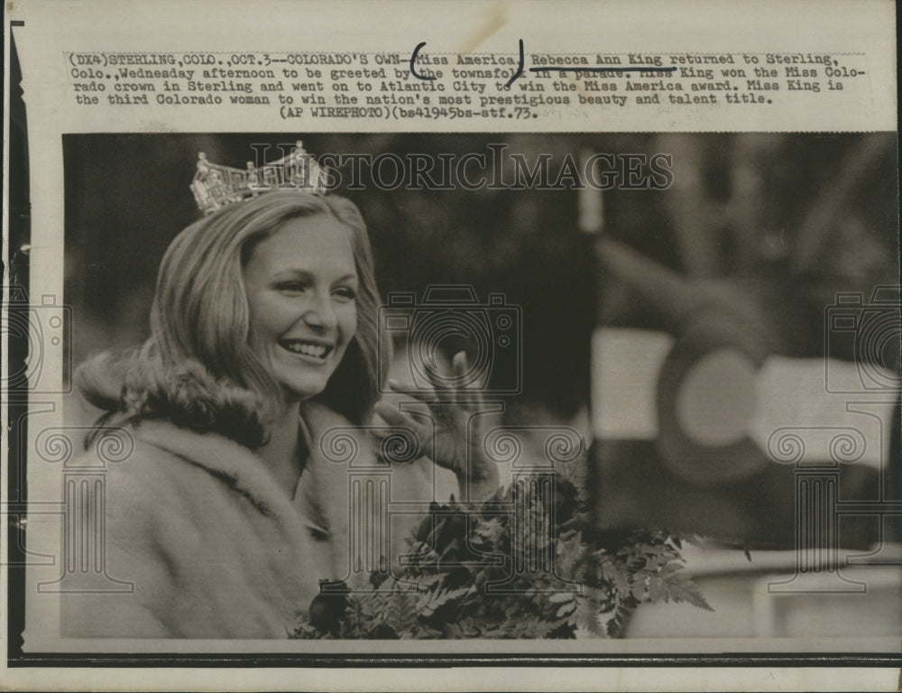 1974 Press Photo Rebecca Ann King, Miss America 1974 - Historic Images