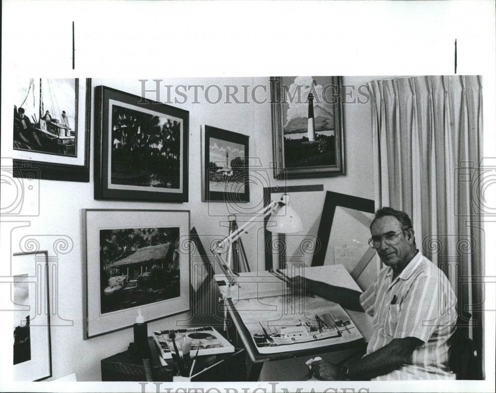 1989 Press Photo Wes King, painter, at the 15th annual Tarpon Springs Arts Fest - Historic Images