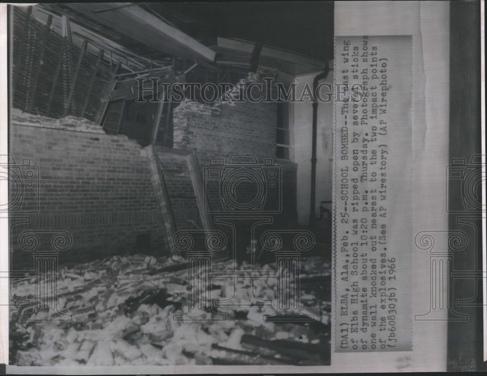 1966 Press Photo A picture of a school that was bombed - RSH15531 - Historic Images