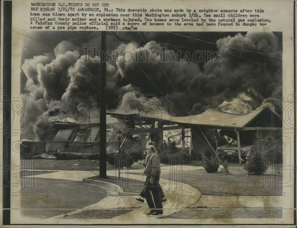 1972 Press Photo An explosion near  Washington suburb - Historic Images