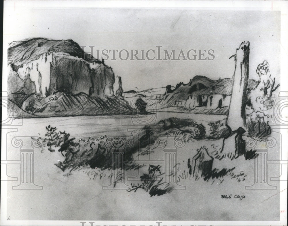 Press Photo Sketch Done By Thomas Hart Benton - Historic Images