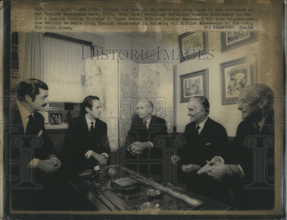 1971 Press Photo Spanish and British Politicians Have Lunch - Historic Images