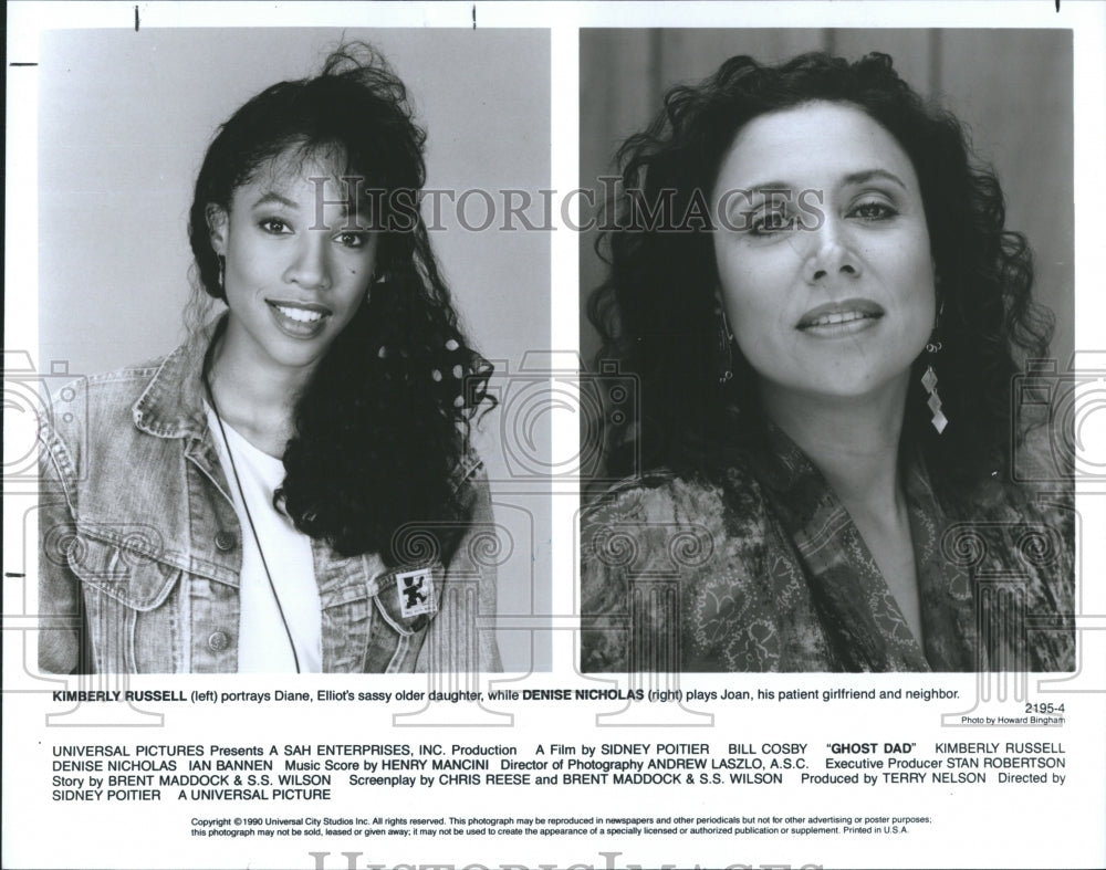 1990 Press Photo Kimberly Russell And Denise Nicholas Star In Movie Ghost Dad - Historic Images