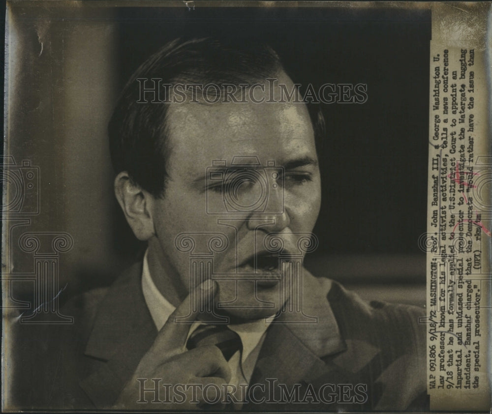 1972 Press Photo Prof. John Banzhaf III at News Conference - Historic Images